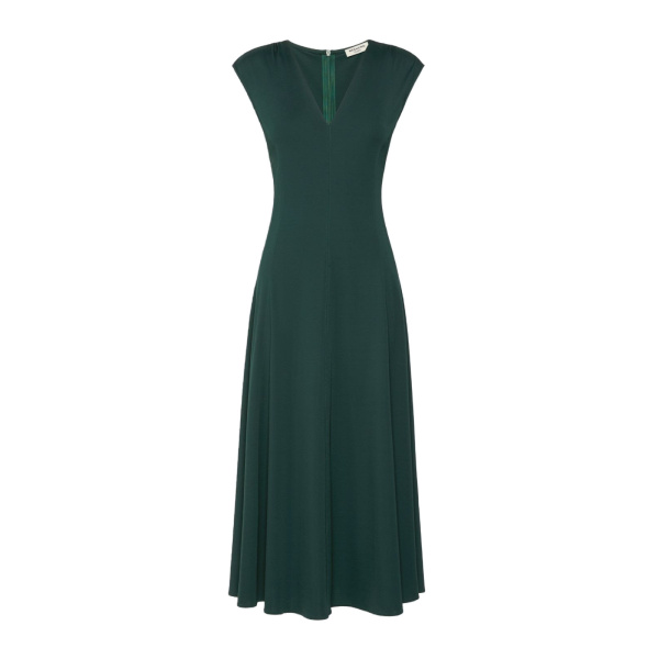 Max Mara Ter Long Interlock Jersey Dress in Green | Maxi Dresses | Coveti