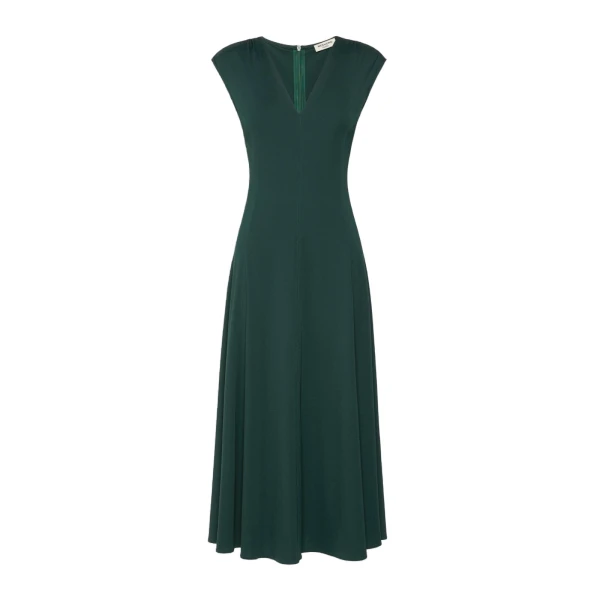 Max Mara Ter Long Interlock Jersey Dress in Green | Maxi Dresses | Coveti