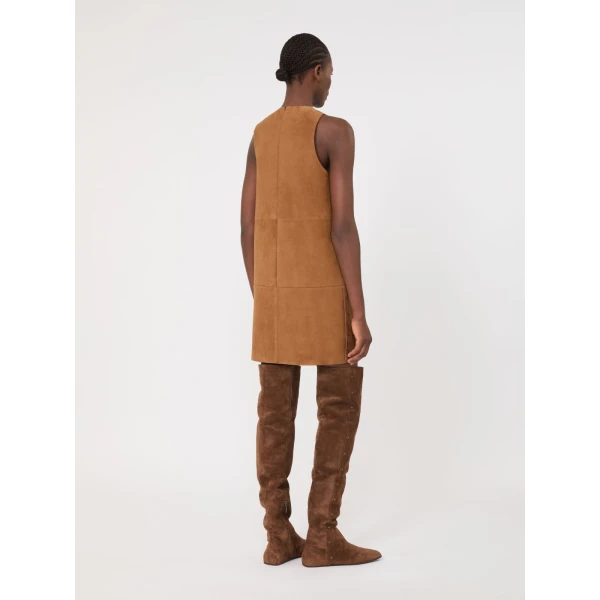 Max Mara Terra Short Suede Dress in Camel | Mini Dresses | Coveti