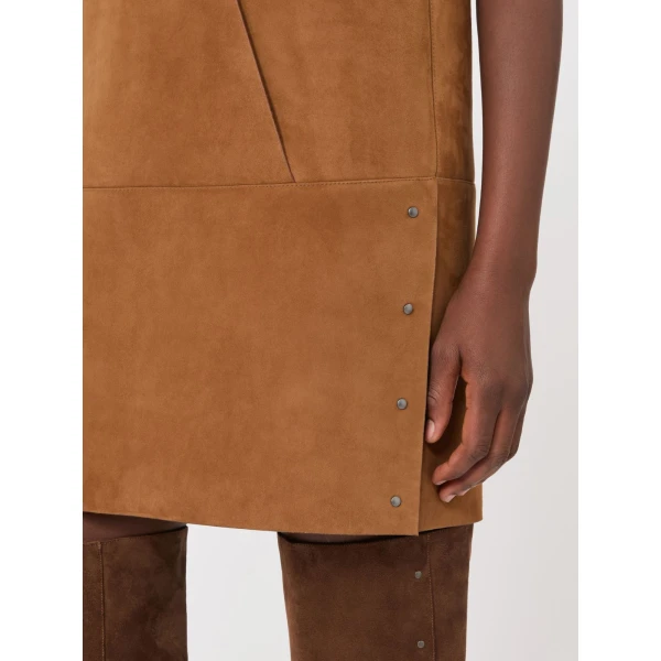 Max Mara Terra Short Suede Dress in Camel | Mini Dresses | Coveti
