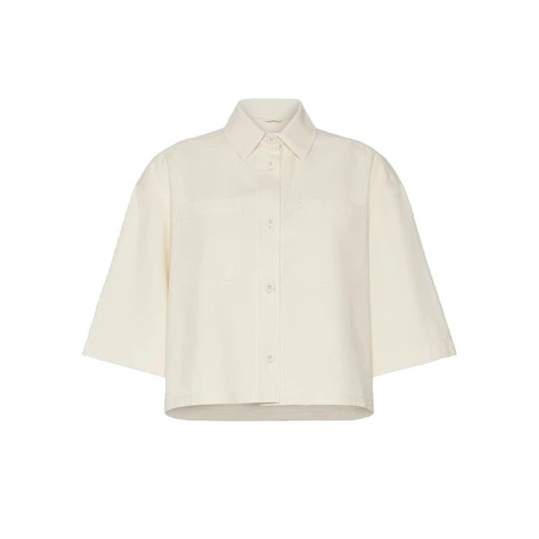 Max Mara Terra Washed Cotton Cropped Jacket in Ecru | Jackets | Coveti