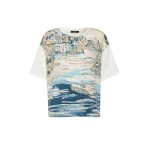 Max Mara Terzo Jersey and Printed Silk T-Shirt in Light Blue | T-shirts | Coveti