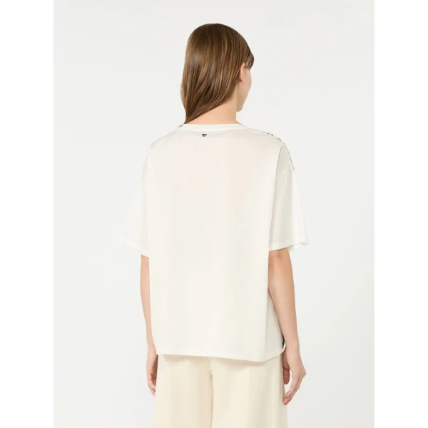 Max Mara Terzo Jersey and Printed Silk T-Shirt in Light Blue | T-shirts | Coveti