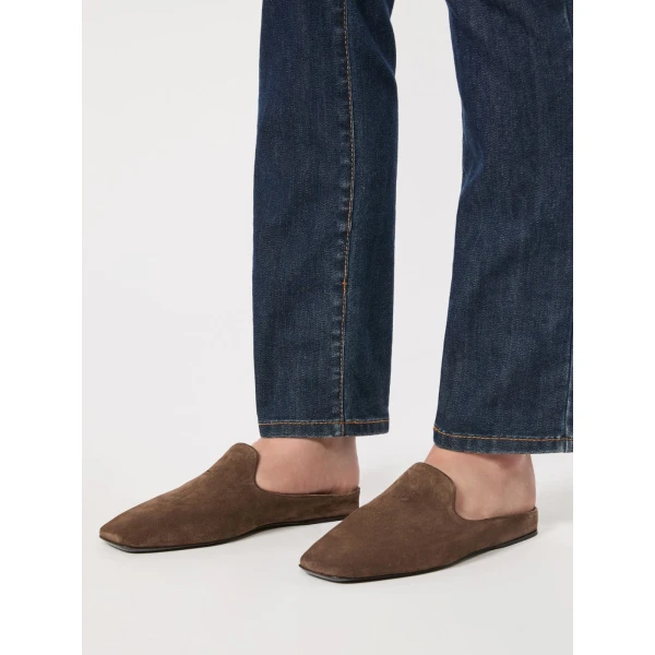 Max Mara Tessile Suede Mules in Dark Brown | Mules | Coveti