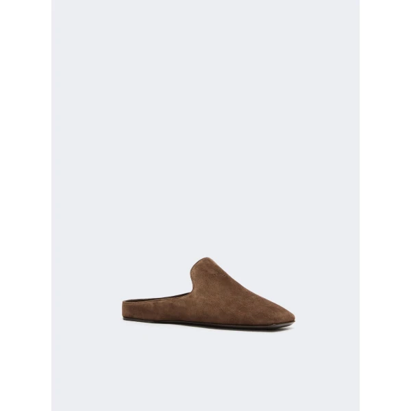 Max Mara Tessile Suede Mules in Dark Brown | Mules | Coveti