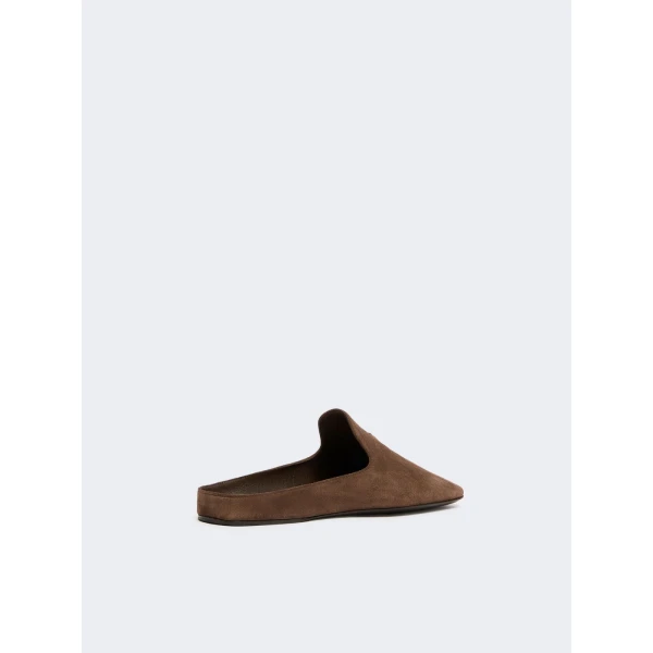 Max Mara Tessile Suede Mules in Dark Brown | Mules | Coveti