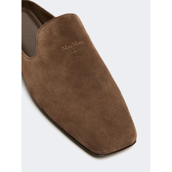 Max Mara Tessile Suede Mules in Dark Brown | Mules | Coveti