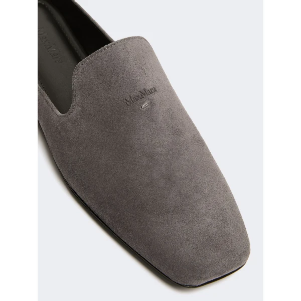 Max Mara Tessile Suede Mules in Medium Grey | Mules | Coveti