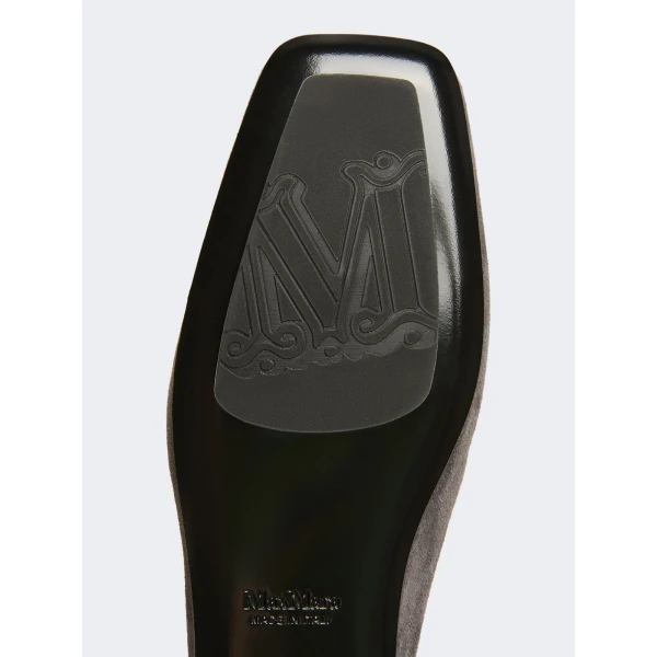 Max Mara Tessile Suede Mules in Medium Grey | Mules | Coveti