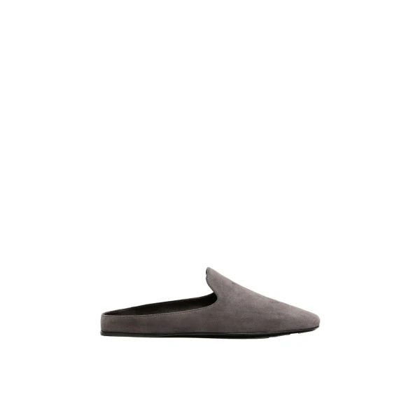 Max Mara Tessile Suede Mules in Medium Grey | Mules | Coveti
