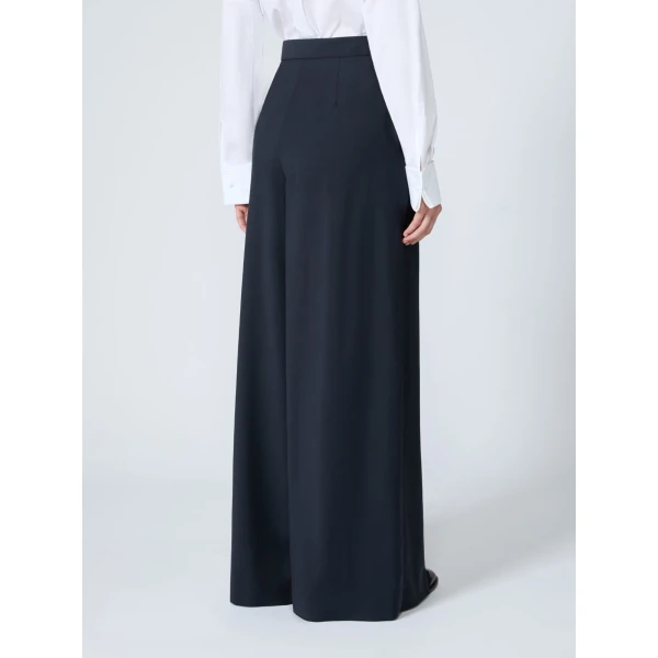 Max Mara Tiglio Wool Trousers with Plisse Detail in Ultramarine | Wide leg pants | Coveti