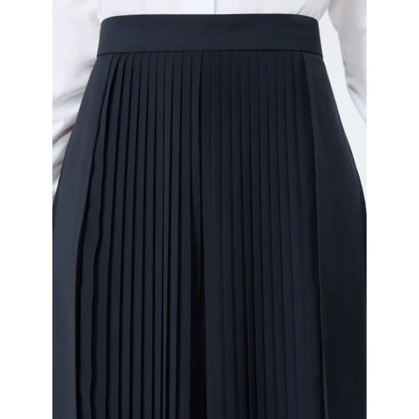 Max Mara Tiglio Wool Trousers with Plisse Detail in Ultramarine | Wide leg pants | Coveti