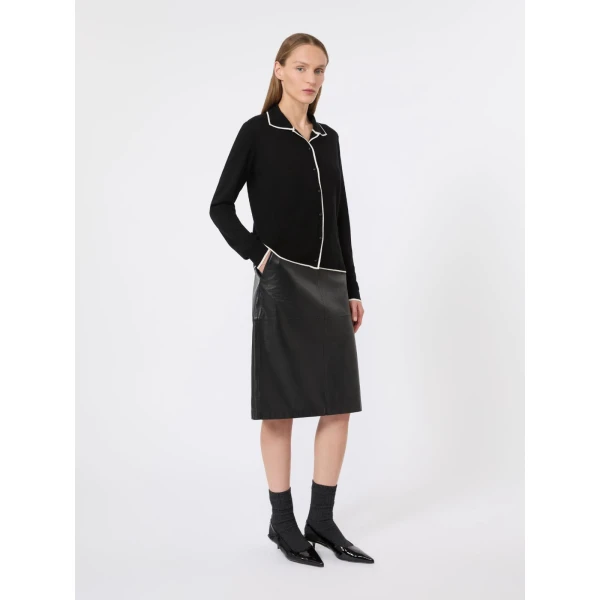 Max Mara Timore Hammered Leather Pencil Skirt in Black | Leather Skirts | Coveti