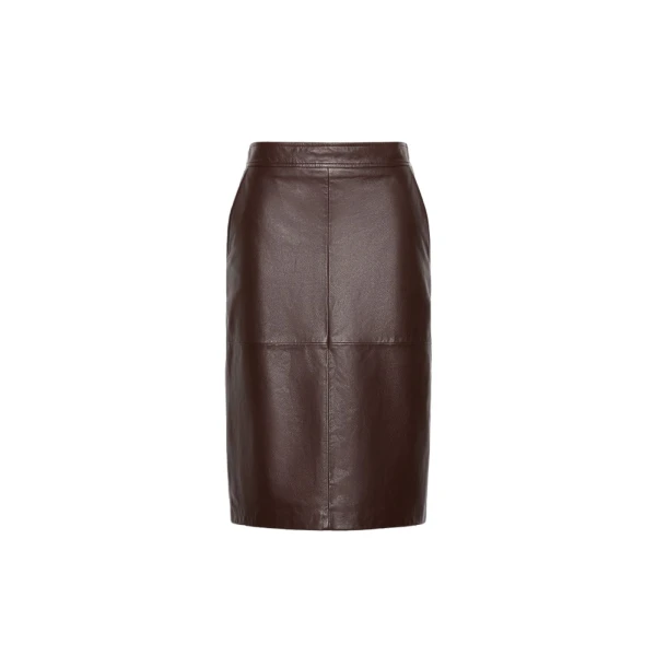 Max Mara Timore Hammered Leather Pencil Skirt in Bordeaux | Leather Skirts | Coveti