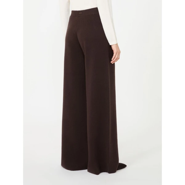 Max Mara Timore Wide Wool and Cashmere Trousers in Dark Brown | Wide leg pants | Coveti