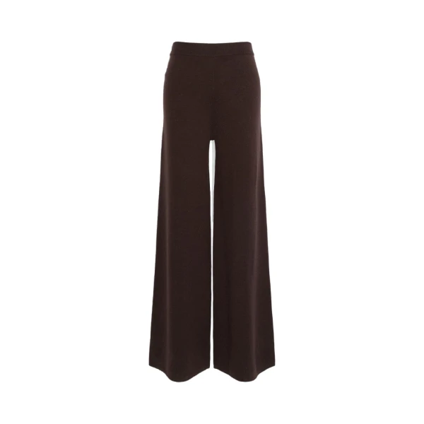Timore Wide Wool and Cashmere Trousers in Dark Brown