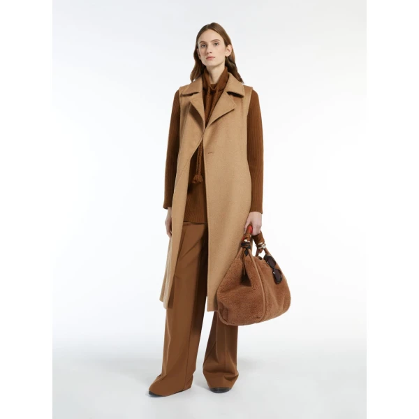 Max Mara Tmarin Medium Teddy Marine Bag in Camel | Totes & Top-Handle Bags | Coveti