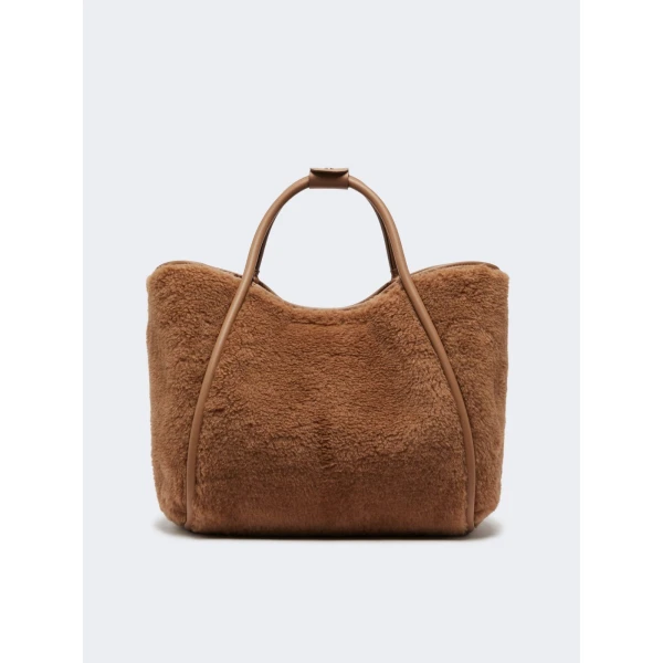 Max Mara Tmarin Medium Teddy Marine Bag in Camel | Totes & Top-Handle Bags | Coveti