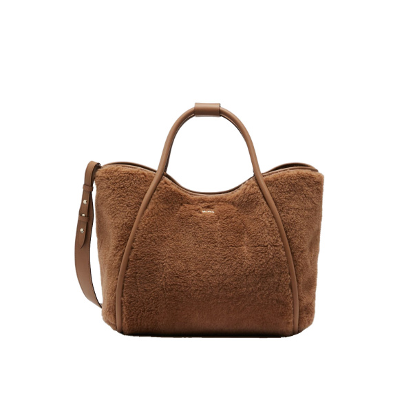 Max Mara Tmarin Medium Teddy Marine Bag in Camel | Women | Coveti