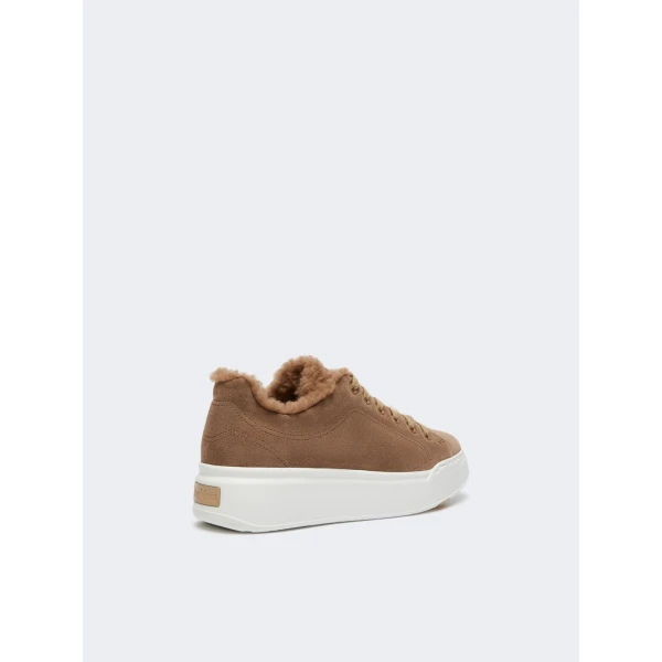 Max Mara Tmaxi Suede and Teddy Trainers in Camel | Sneakers | Coveti