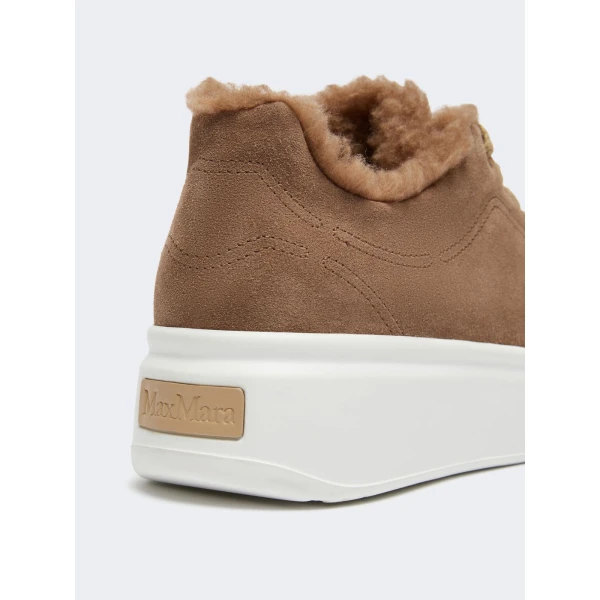 Max Mara Tmaxi Suede and Teddy Trainers in Camel | Sneakers | Coveti