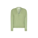 Max Mara Torre Wool, Silk and Cashmere V-Neck Cardigan in Green | Cardigan | Coveti