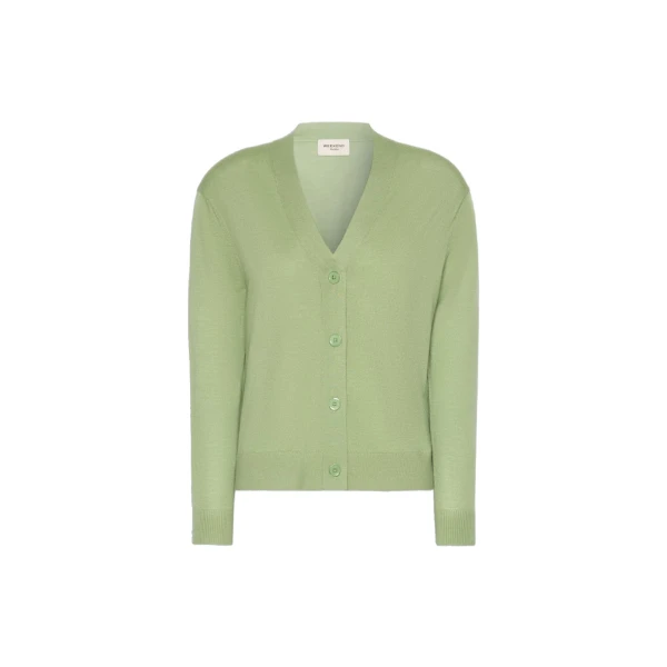 Max Mara Torre Wool, Silk and Cashmere V-Neck Cardigan in Green | Cardigan | Coveti