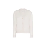 Max Mara Torre Wool, Silk and Cashmere V-Neck Cardigan in Ivory | Cardigan | Coveti