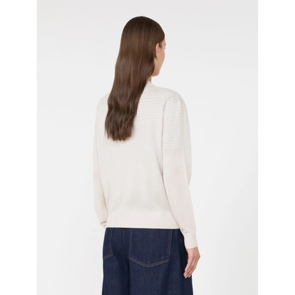 Max Mara Torre Wool, Silk and Cashmere V-Neck Cardigan in Ivory | Cardigan | Coveti