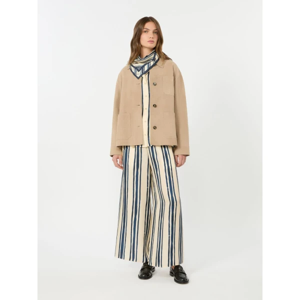 Max Mara Tortona Silk Twill Wide Leg Trousers in Navy | Wide leg pants | Coveti