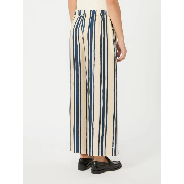 Max Mara Tortona Silk Twill Wide Leg Trousers in Navy | Wide leg pants | Coveti