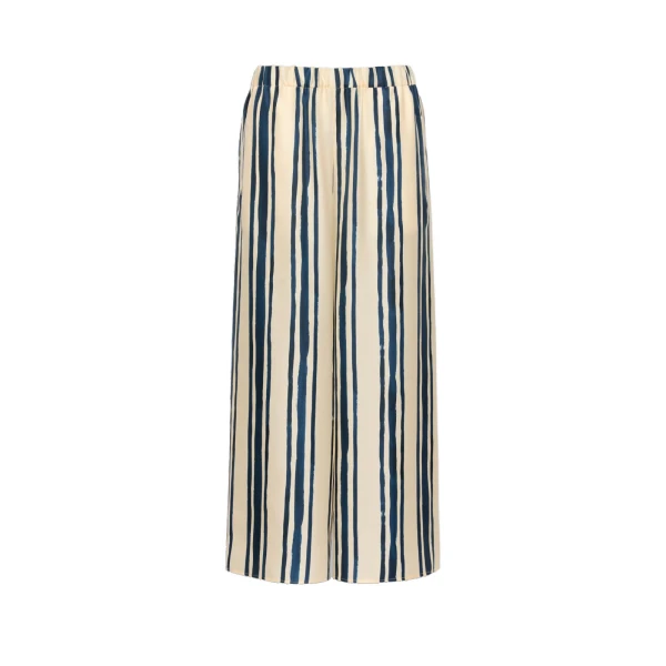 Tortona Silk Twill Wide Leg Trousers in Navy