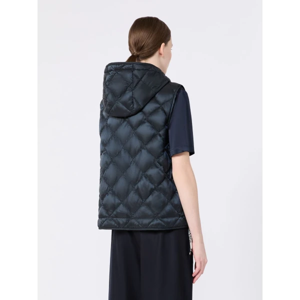 Max Mara Trefa Water-Repellent Canvas Padded Gilet in Midnight Blue | Vests | Coveti