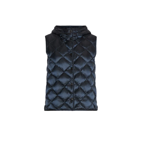 Max Mara Trefa Water-Repellent Canvas Padded Gilet in Midnight Blue | Vests | Coveti
