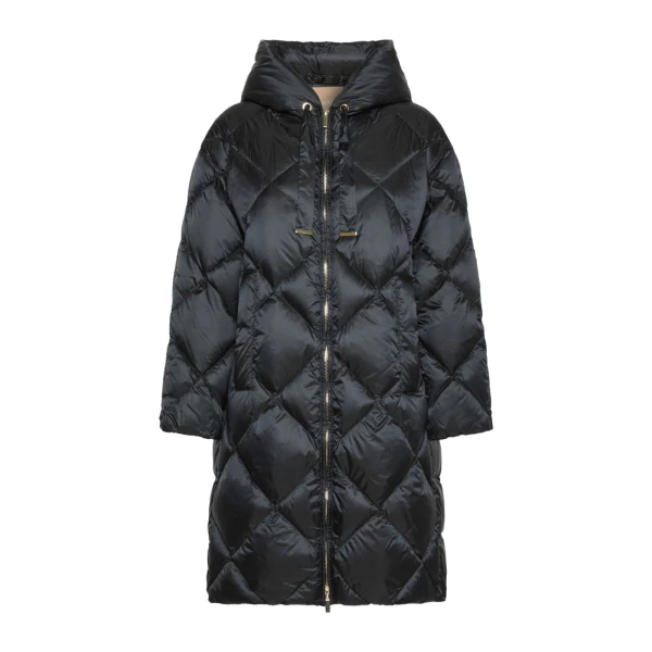 Trefe Hooded Midi Puffer Jacket in Black