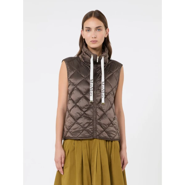 Max Mara Tregic Diamond-Quilted Padded Gilet in Brown | Vests | Coveti