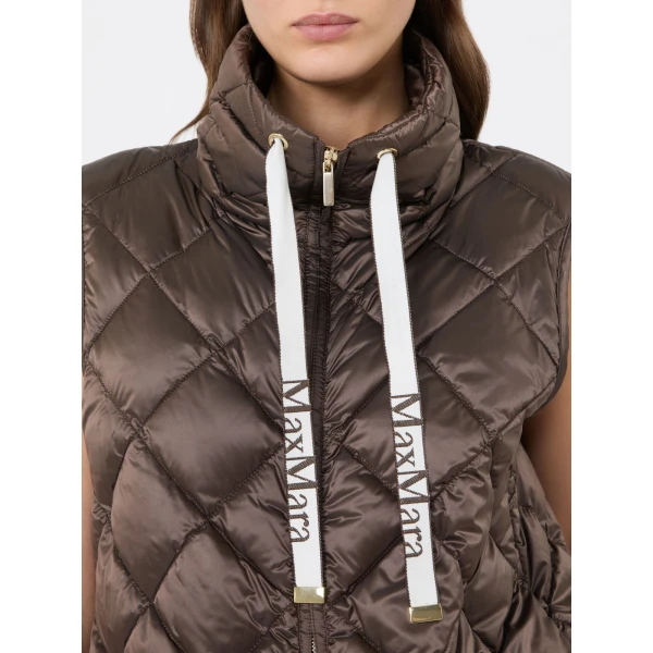 Max Mara Tregic Diamond-Quilted Padded Gilet in Brown | Vests | Coveti