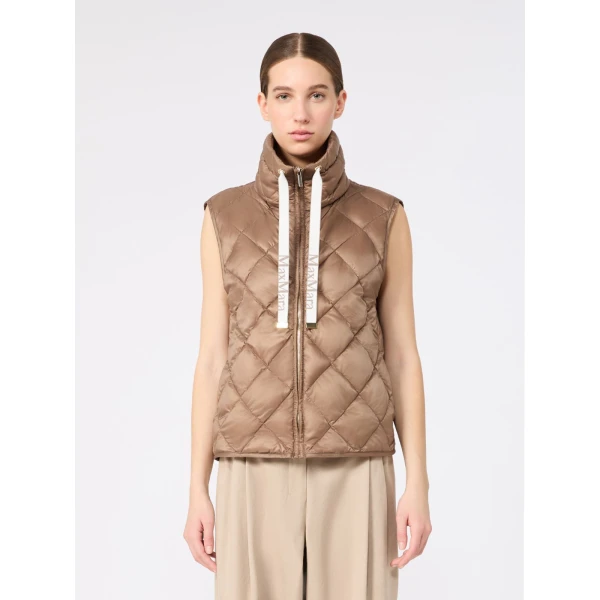 Max Mara Tregic Diamond-Quilted Padded Gilet in Camel | Vests | Coveti