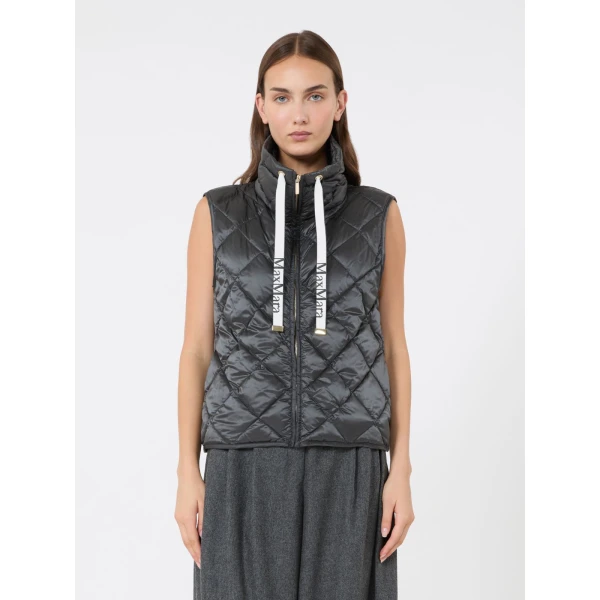 Max Mara Tregic Diamond-Quilted Padded Gilet in Medium Grey | Vests | Coveti