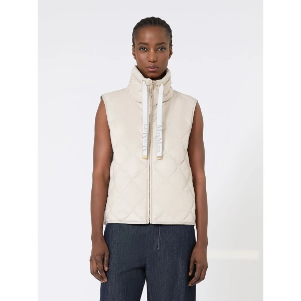 Max Mara Tregic Padded Water-Repellent Nylon Canvas Gilet in Sand | Vests | Coveti