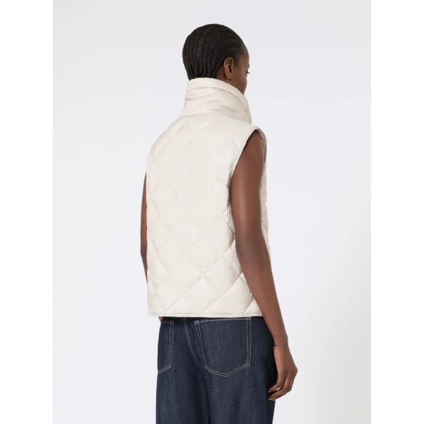 Max Mara Tregic Padded Water-Repellent Nylon Canvas Gilet in Sand | Vests | Coveti