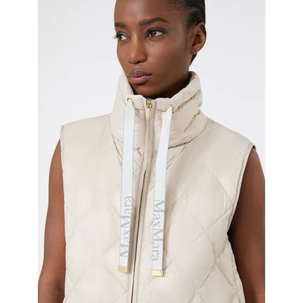 Max Mara Tregic Padded Water-Repellent Nylon Canvas Gilet in Sand | Vests | Coveti
