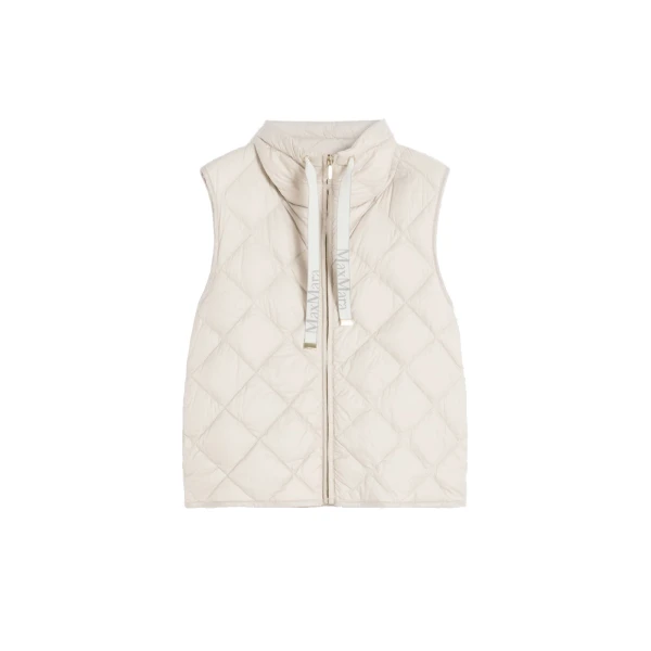 Max Mara Tregic Padded Water-Repellent Nylon Canvas Gilet in Sand | Women | Coveti
