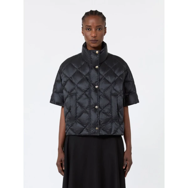 Max Mara Tresi Water-Repellent Canvas Padded Cape in Black | Coats | Coveti