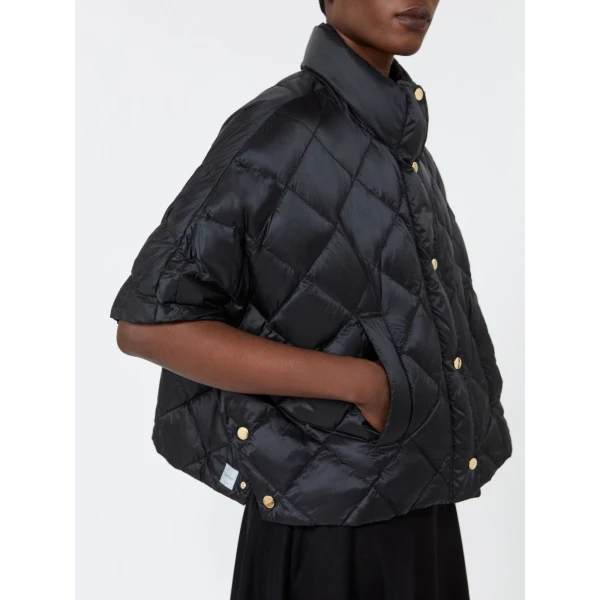 Max Mara Tresi Water-Repellent Canvas Padded Cape in Black | Coats | Coveti
