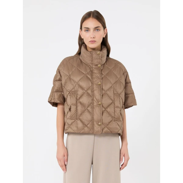 Max Mara Tresi Water-Repellent Canvas Padded Cape in Camel | Coats | Coveti