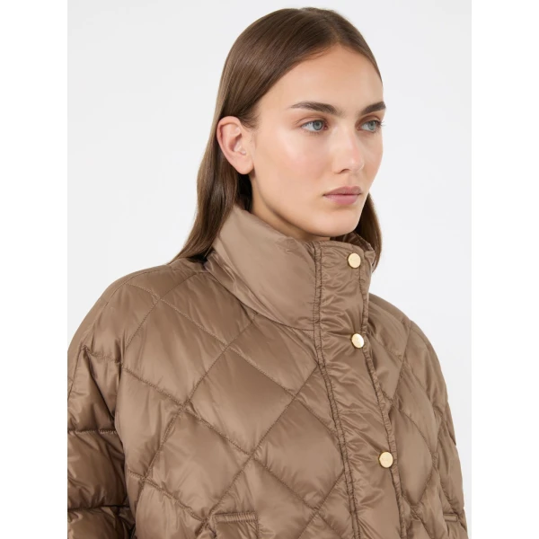 Max Mara Tresi Water-Repellent Canvas Padded Cape in Camel | Coats | Coveti