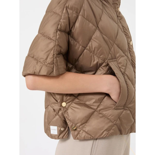 Max Mara Tresi Water-Repellent Canvas Padded Cape in Camel | Coats | Coveti