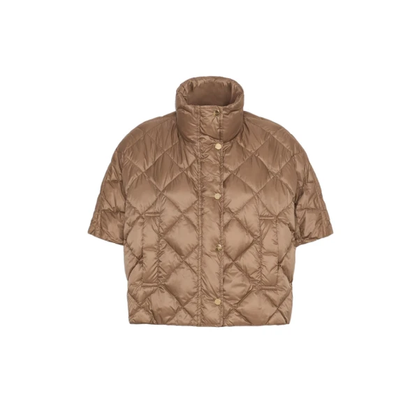 Max Mara Tresi Water-Repellent Canvas Padded Cape in Camel | Coats | Coveti