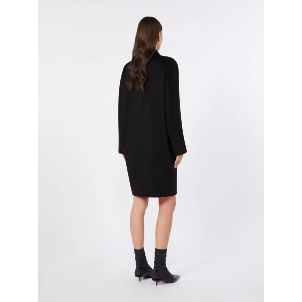 Max Mara Tro Double-Breasted Wool Broadcloth Coat in Black | Wool Coat | Coveti
